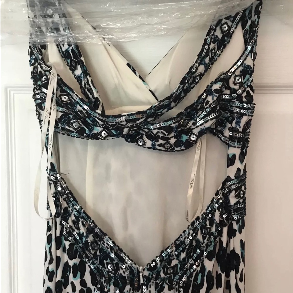 NV Couture Turquoise Animal Print Party Prom Dress - Picture 5 of 8